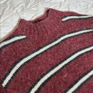 Ardene Burgundy Striped Turtleneck Oversized Sweater